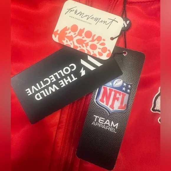 Free People KC The Wild Collective Bomber Jacket Size Large Red Chiefs NFL NWT - Picture 11 of 15